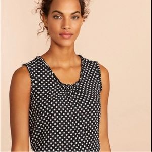 Brooks Brothers Black and White Clover Print Sleeveless Blouse Shirt, Size 4